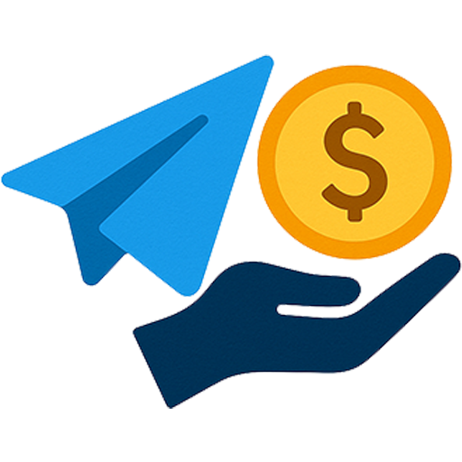 Ilustrasi logo bot Telegram penghasil uang, dengan ikon koin dan tangan digital